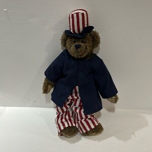 Vintage 1993 Retired Ty Bear July 4, jointed Beanie Baby Teddy Bear 14”